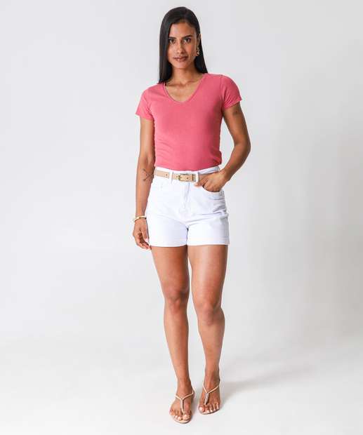 Blusa Feminina Básica Cotton Marisa Rosa