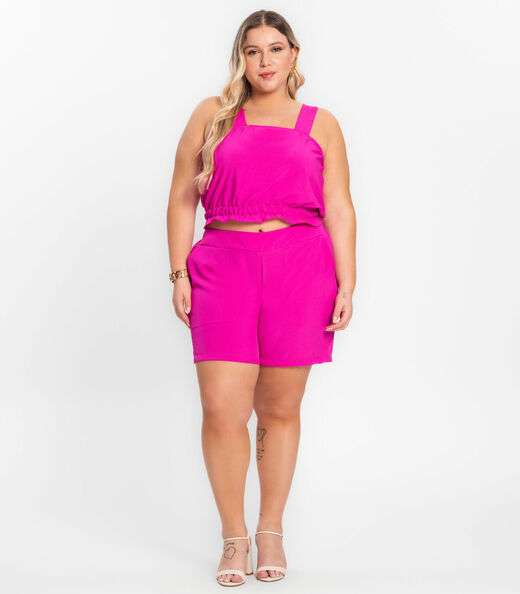 Regata Cropped Plus Size Neon Secret Glam Rosa