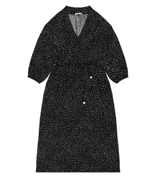 Vestido Midi Plus Manga 7/8 Secret Glam Preto