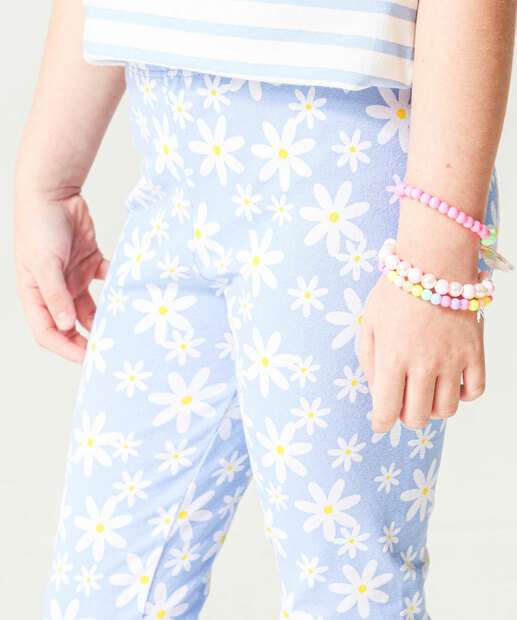 Calça Infantil Legging Estampa Flores Marisa Tam 4 a 10 Rosa