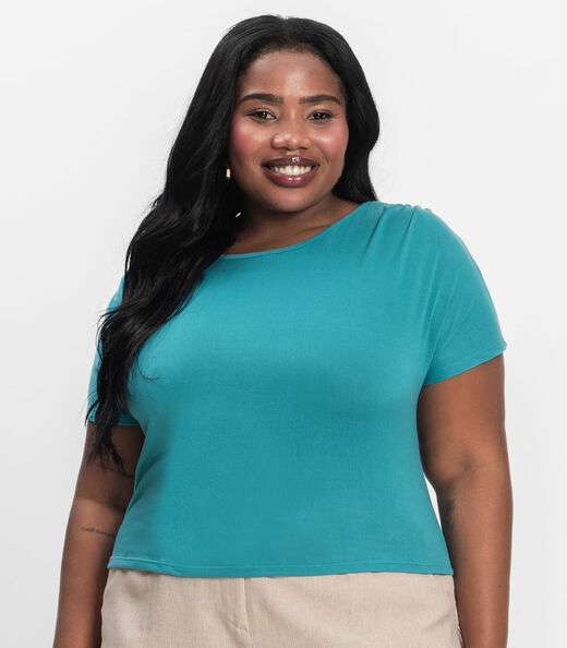 Blusa Lisa Plus Infinita Cor Azul