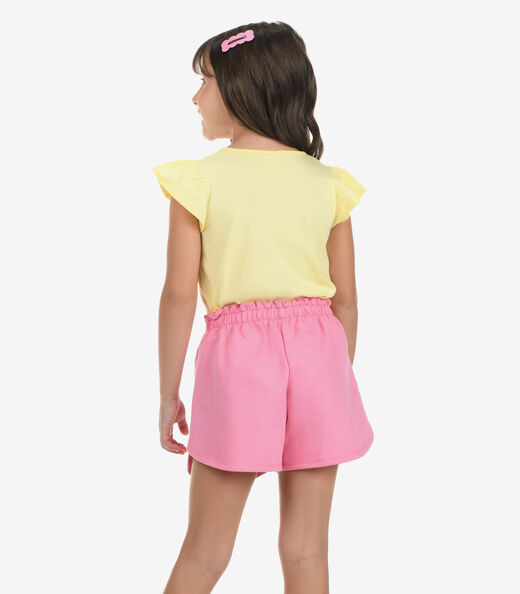 Conjunto Blusa com Shorts Menina Rovi Kids Amarelo