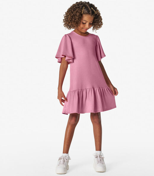 Vestido Infantil em Malha Star Shine Trick Nick Rosa