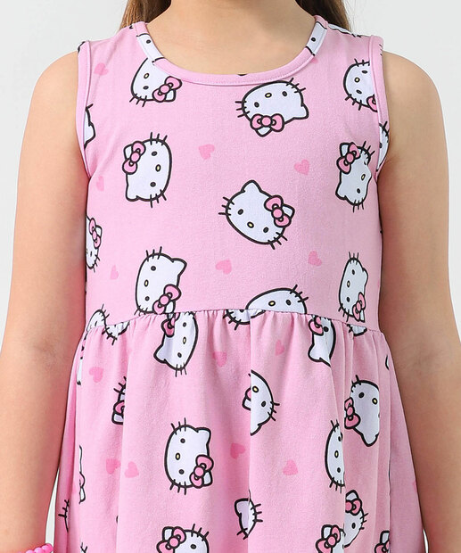 Vestido Infantil Hello Kitty Sanrio Tam 4 a 10 Rosa