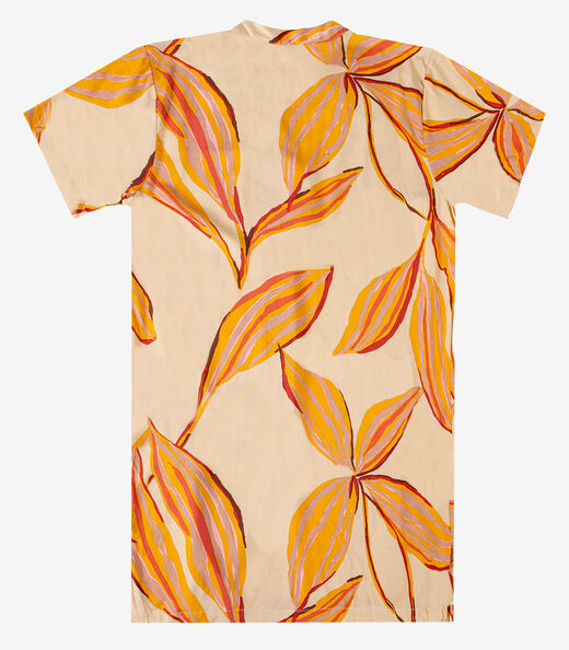 Vestido Curto Estampado Com Peitilho Infinita Cor Bege