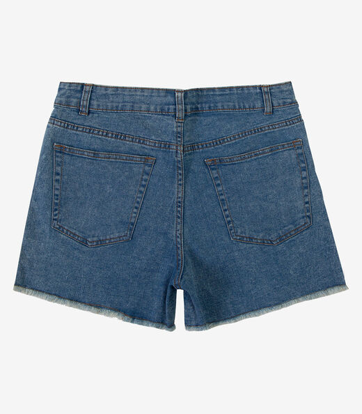 Shorts Jeans Azul Feminino Adulto Básico Select
