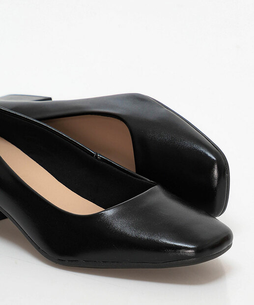 Scarpin Feminino Salto Grosso Via Uno Preto