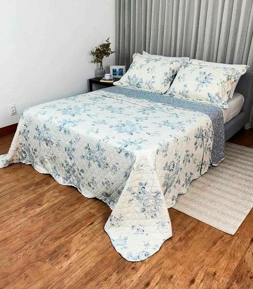 Cobreleito Casal Estampado Dupla Face Lepper Branco