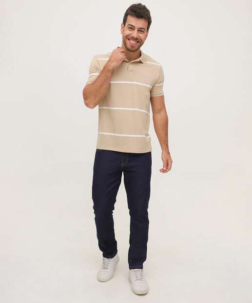 Polo Masculina Listrada Manga Curta MR