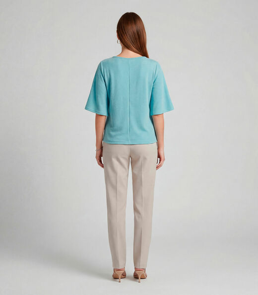 Blusa Feminina Manga Gôde Ampla Infinita Cor Azul