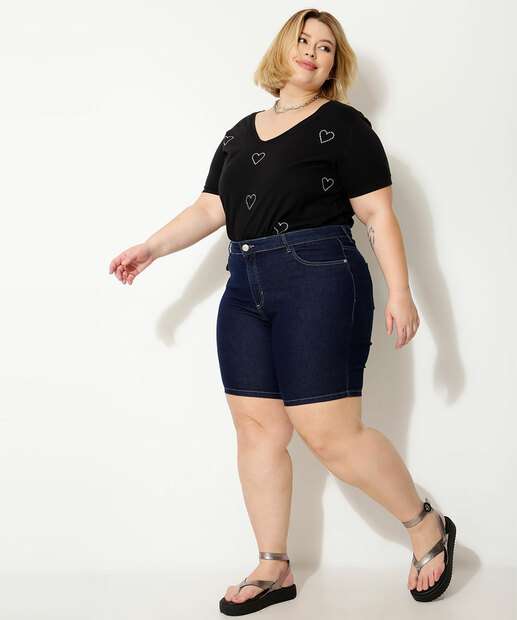 Bermuda Plus Size Feminina Jeans Ciclista Marisa