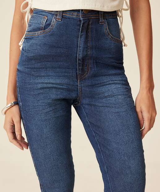 Calça Jeans Cigarrete Feminina Bolsos  