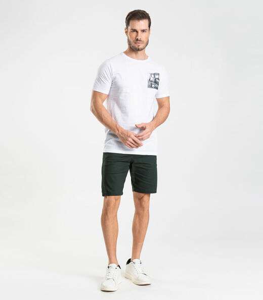 Camiseta Masculina Meia Malha Diametro Branco