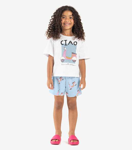 Pijama Infantil Menina Meia Malha Rovi Kids Branco