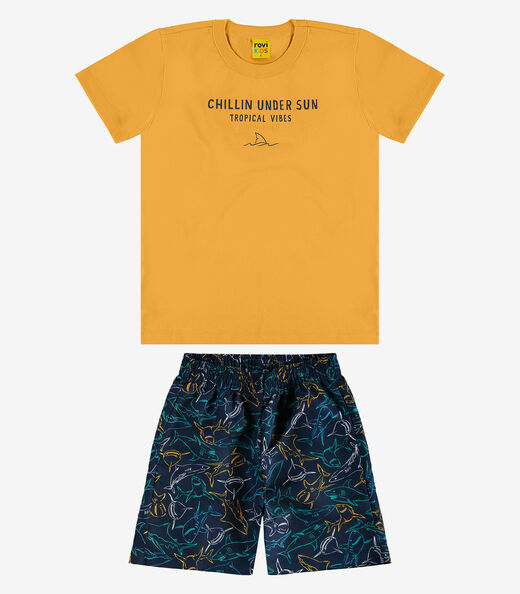 Image_Conjunto Infantil Camiseta Com Bermuda Rovi Kids Laranja