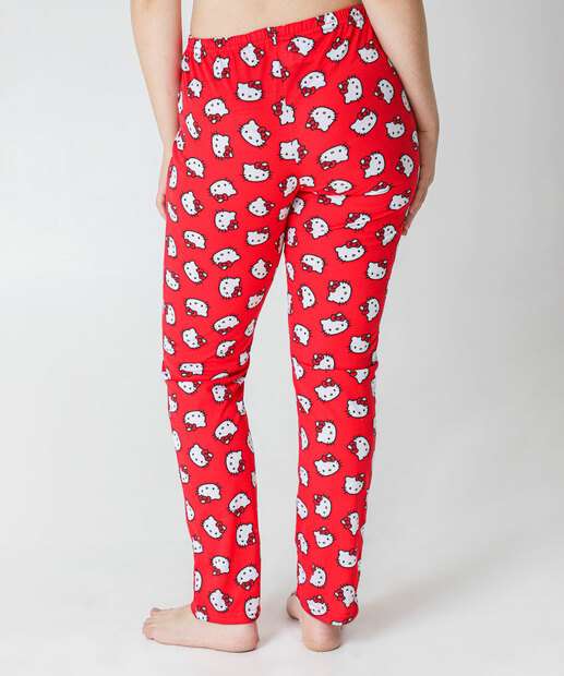 Calça Pijama Feminino Avulso Hello Kitty Vermelho