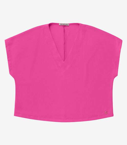 Blusa Manga Morcego Plus Size Secret Glam Rosa