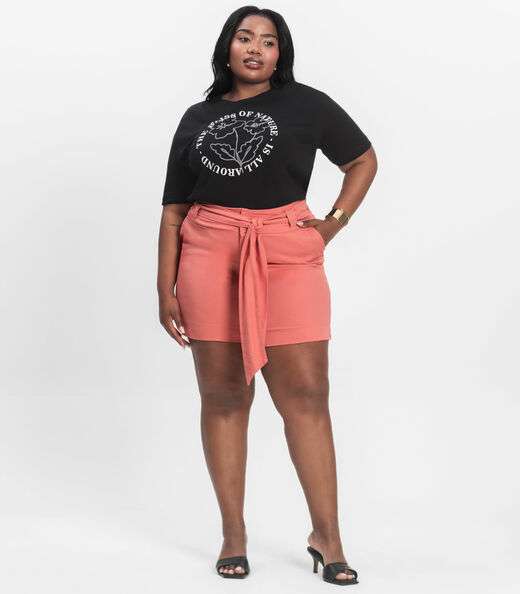 Bermuda Feminina Plus Size Secret Glam Laranja