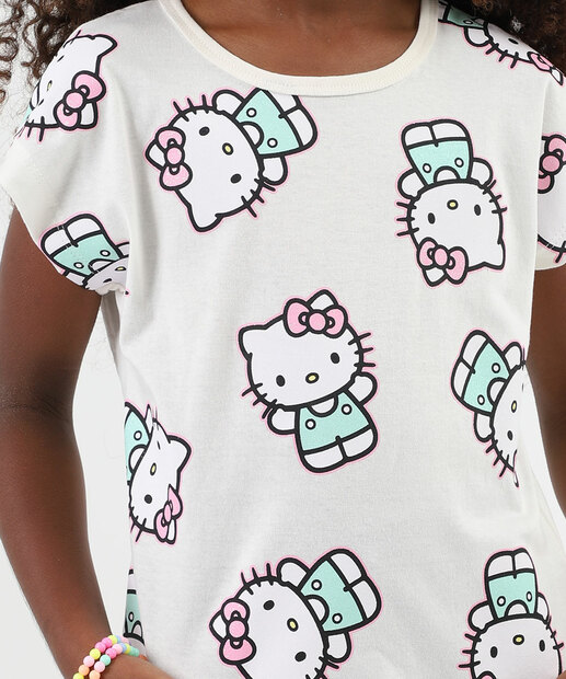 Blusa Infantil Estampa Hello Kitty Tam 4 a 10 Off White