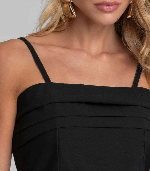 Blusa Cropped Feminina De Alça Regulável Dianna Preto