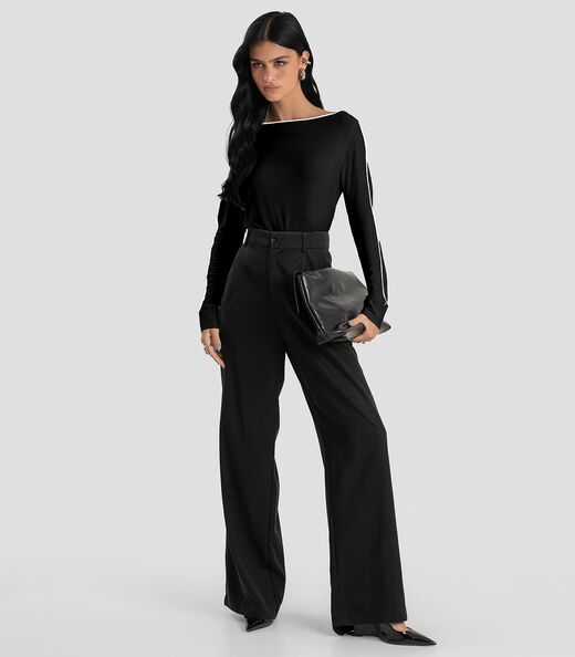Blusa Feminina em Viscose Creponada Dianna Preto