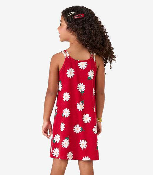 Vestido Infantil Visco Maquinetada Rovi Kids Vermelho