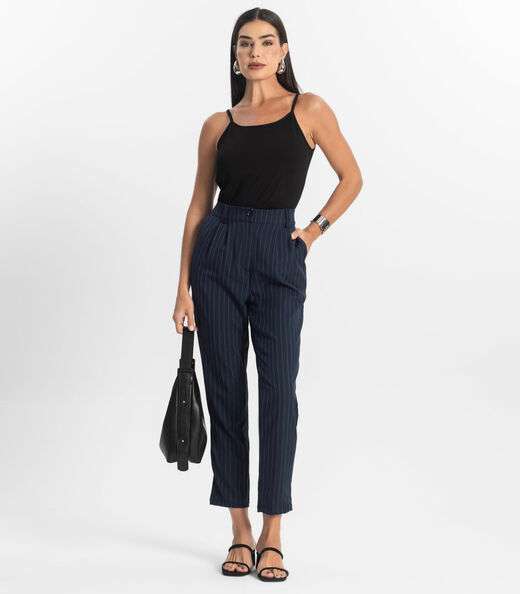 Blusa de Alça Feminina Viscotorcion Básica Rovitex Preto