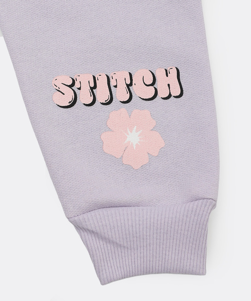 Conjunto Moletom Infantil Stitch Tam 1 a 3 Rosa