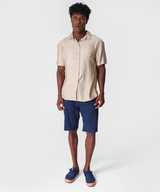 Camisa Masculina Estampa Folhas Marisa Bege