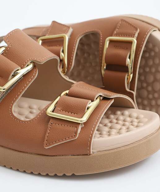 Sandália Flatform Feminina Fivela Modare Caramelo