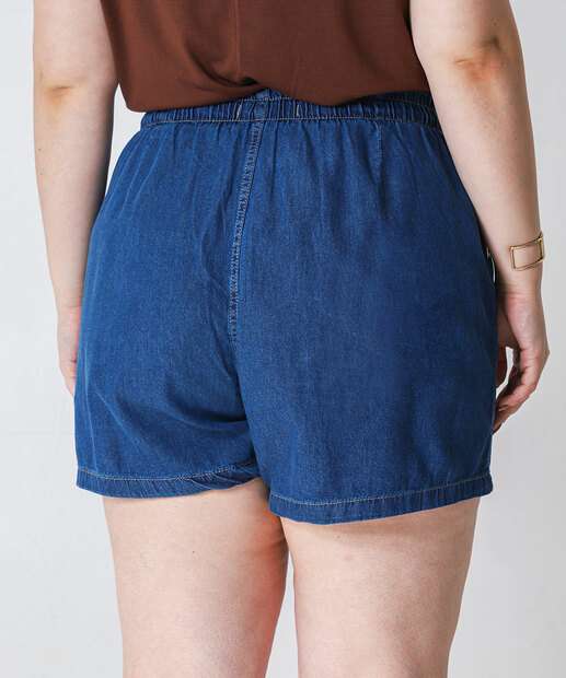 Shorts Clochard Plus Size Feminino Jeans Azul