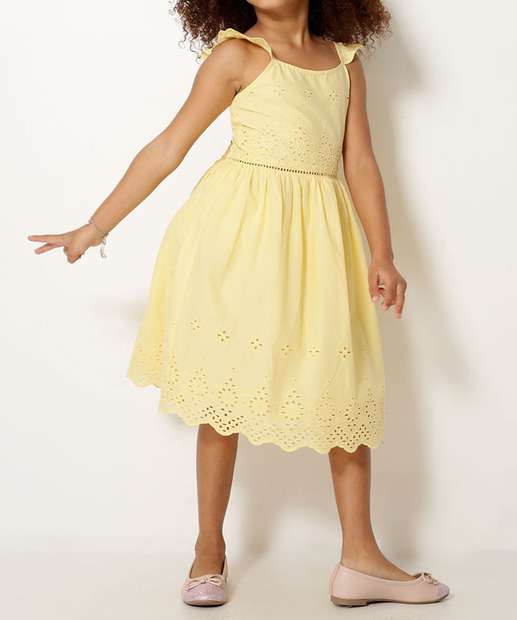 Vestido Infantil Recorte Laise Amarração Marisa Tam 4 a 10