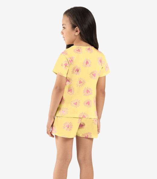 Pijama Infantil Feminino Meia Malha Rovi Kids Amarelo