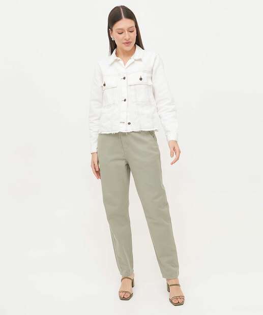 Calça Feminina Sarja Reta Clochard Bolsos 