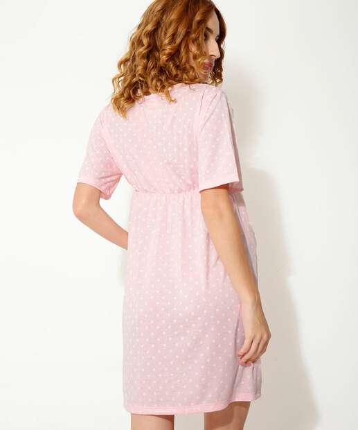 Camisola Feminina Gestante Estampa Poá Renda Marisa