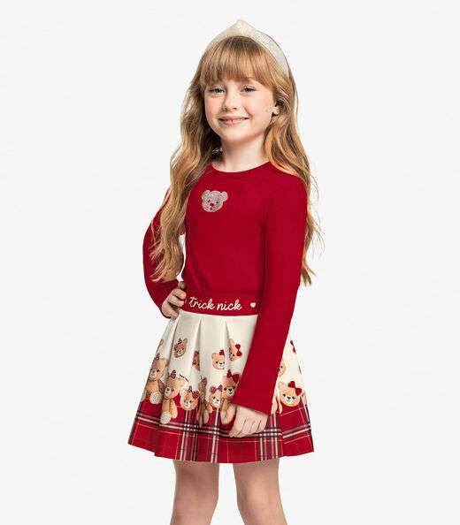 Image_Conjunto de Blusa Com Saia Trick Nick Vermelho