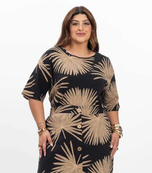 Image_Blusa Manga Curta Feminina Plus Size Secret Glam Preto