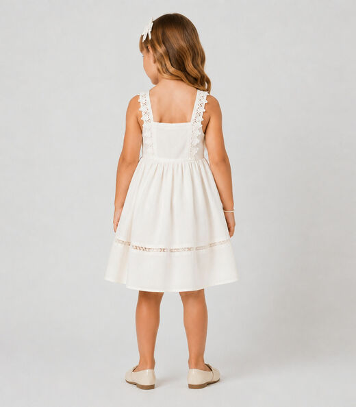 Vestido Infantil Malha Anarruga Trick Nick Bege