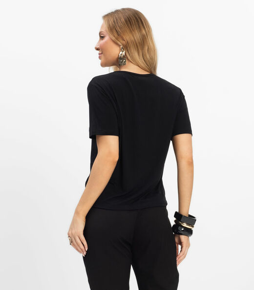 Blusa Feminina Viscotorcion Rovitex Preto