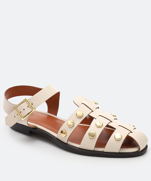 Image_Sandália Feminina Rasteira Tachas Marisa Off White