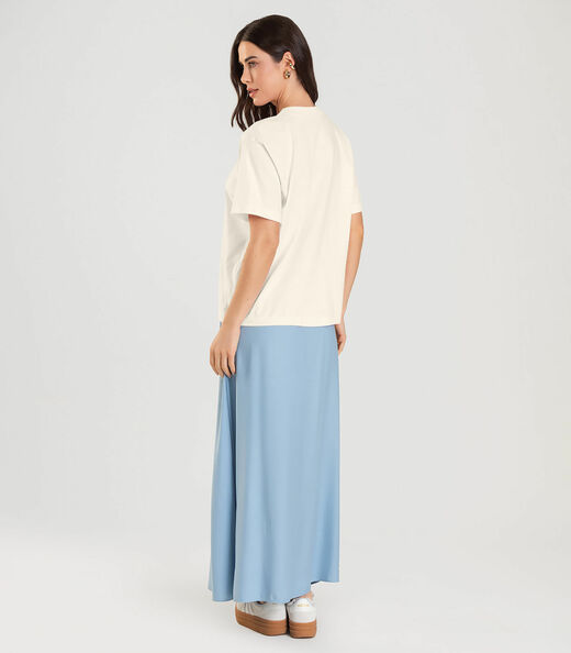 Blusa Feminina Manga Curta Oversized Dianna Bege