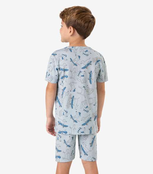 Pijama Meia Malha Rovi Kids Azul