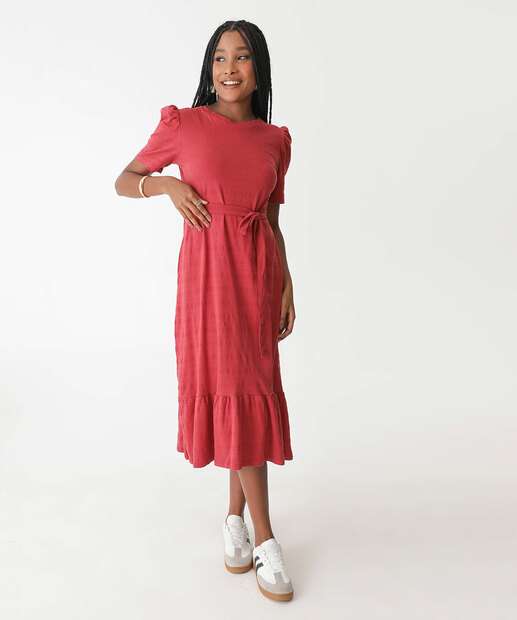 Image_Vestido Midi Feminino Textura Amarração Marisa
