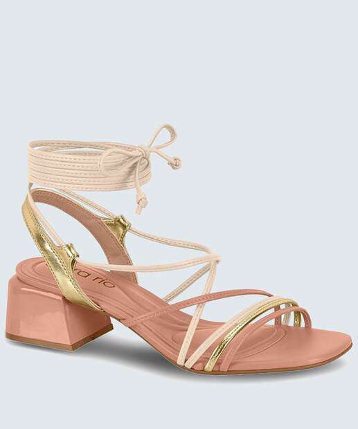 Sandália Salto Grosso Feminina Amarração Beira Rio