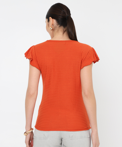Blusa Feminina Babado Textura Marisa laranja
