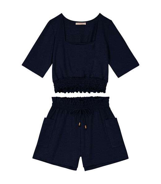 Conjunto Blusa Com Shorts Molecotton Lurex Endless Azul