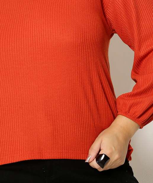 Blusa Plus Size Feminina Vazada Manga Curta Marisa