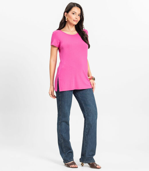 Blusa Básica Alongada Feminina Rovitex Rosa