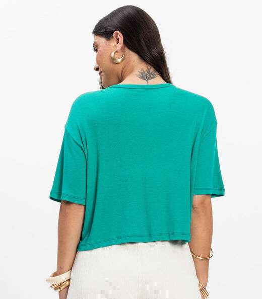 T- Shirt Feminina Canelada Infinita Cor Verde