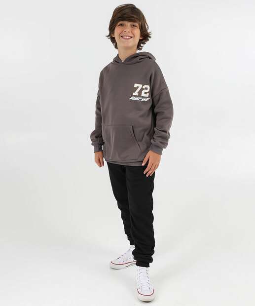 Blusão Juvenil Moletom Estampa Costas MR Tam 10 a 16 Cinza